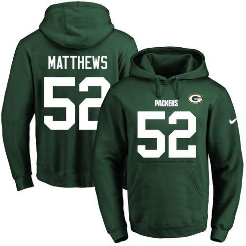Nike Packers #52 Clay Matthews Green Name & Number Pullover NFL Hoodie